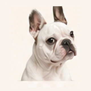 Weiße Französische Bulldogge mit Abzeichen