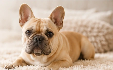 Realistisch dargestellte beige Französische Bulldogge